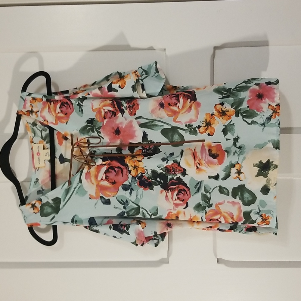 Wishful Park Floral print exposed shoulder top size XL